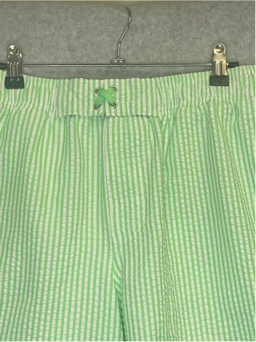 RuggedButts Green Seersucker Swim Shorts Boys M